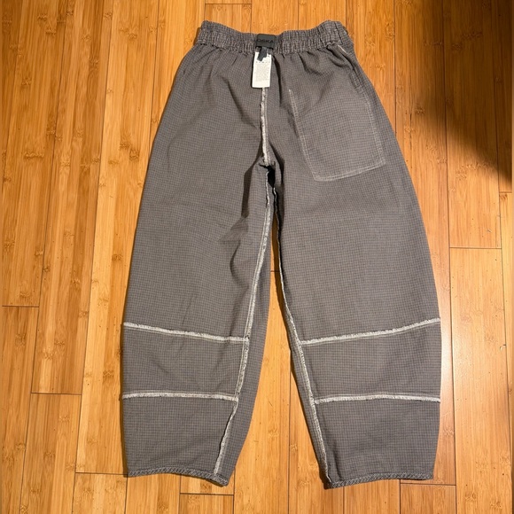 Oska Corduroy Barrel Leg Pants in Grey Check Size 0 - Picture 7 of 14